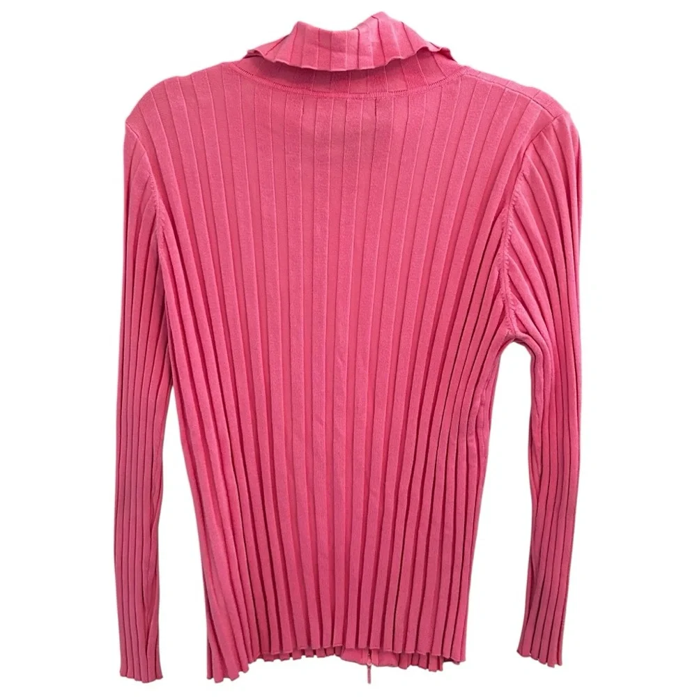 Cheryl Nash Windridge Women’s Pink Ribbed Zip-Up Top ‎ Sz XL